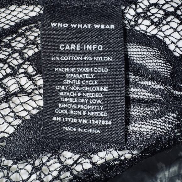 Who What Wear Black Medium Sheer Lace Ruffle Top Long Sleeve Whimsygoth Witchy - Picture 7 of 8